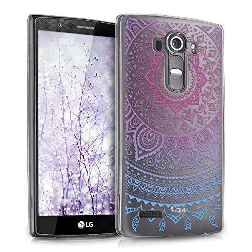 kwmobile Funda para LG G4 - Case pl  stico para m  vil - Cover trasero Dise  o Sol hind   en azul rosa fucsia transparente