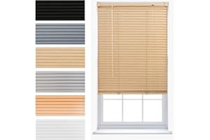 FURNISHED PVC Venetian Blinds Trimmable Strong Home Office Venetian Blind - Natural 60cm x 150cm