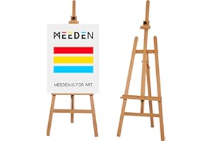 MEEDEN Caballete de Madera: Caballete de Pintura de Haya Maciza para Adultos - Ajustable desde 145-193cm - Soporta Lienzos de hasta 109cm - Natural