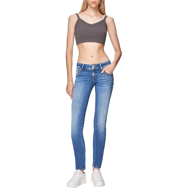 LTB Jeans Dames Molly 200 - Slim Low Rise Basic-5-Pocket Dark Wash Blue van katoenmix - maat W29L36, blauw, 29W / 36L
