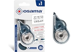 Osama - Correcteur Blanc à Ruban, 20 M, Kit 1 Pièce, Idéal comme Accessoire Bureau, Papeterie et Fourniture Scolaire - Effaceur pour Écrire sans Erreur avec Couverture Optimale Blanche, Longue Durée
