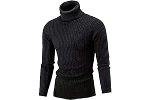Belovecol Męskie swetry z golfem sweter z wysokim dekoltem prążkowany wąski krój ciepły sweter z golfem