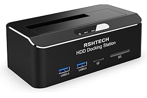 RSHTECH - Estación de Acoplamiento para Discos Duros de Aluminio USB 3.0 para Discos Duros SATA HDD de 2,5 y 3,5 Pulgadas, con Tarjeta SD y TF, soporta Discos de 6 Gbps y 16 TB