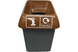CHABRIAS LTD Chabrias 30 Litre Brown Lid & Food Waste Logo Recycling Bin – UK Made 100% Recycled Plastic Colour Coded Simpler Recycling Options
