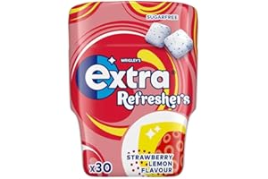 Extra Refreshers Strawberry Lemon Sugarfree Chewing Gum, 30 Pieces, Suitable for Vegetarians with Long-lasting intense flavour