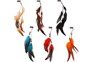 QLHNGUZ 6 Pcs Feather Hairpin, Hair Feathers Extensions,Pirate Accessories,Boho Hippie Festival Accessory, Hair Accessories For Women Girls Halloween Cosplay Costume