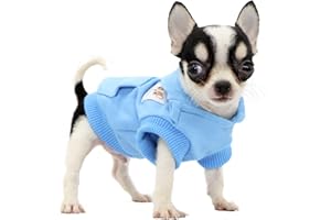 Lophipets Hunde-Kapuzenpullover aus Baumwolle, für kleine Hunde, Chihuahua, Welpen, für kaltes Wetter, Cambridge-Blau/XS