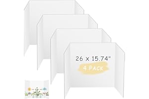 HAUTOCO 4 tableros de póster triples medianos de 26 x 15.75 pulgadas, tableros de presentación de tres pliegues, tableros de proyectos corrugados blancos para ferias de ciencias, proyectos escolares,