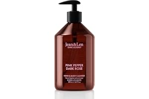Jean & Len Hand & Body Cleanser Pink Pepper & Dark Rose, vegan, 500 ml | Doftande rengöringsupplevelse för kropp & händer, sinnligt blommig doft, i elegant flaska