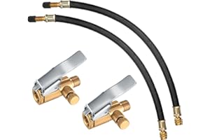 QUIIEOSKIA Ventilverlängerung Set, 2 Stk 8mm Autoventil Hebelstecker Air Chuck mit 2 Stk 30 cm Reifenfüller Schlauch, Autoventil Ventilstecker Adapter, für Auto Fahrrad Reifenventile mit Ventilgewinde