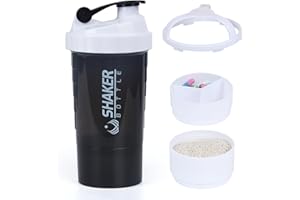 XTKS Eiweiß Shaker,Protein Shaker Flasche mit Mixer,Auslaufsicherer Trinkflasche für Protein Shakes,Tragbarer Shaker Proteinshake mit Aufbewahrung