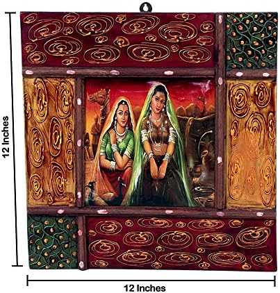 Imperial Traditional Painting - Beautiful Indian Women with Peacocks and Camel Carts