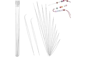 DSLSQD Beading Needle, 10Pcs Big Eye Beading Needles for Seed Beads and 2Pcs Bead Threader Set with Bottle Stainless Steel Sewing Bead Needle for Beading & Jewellery Making