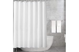 Carttiya Cortina de Baño, Cortina de Ducha Blanca, Cortina de Fibra y Poliéster, Lavable a Máquina, 180x180cm con 12 Anillas Antioxidantes, Diseño de Dobladillo Ponderado