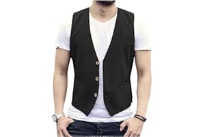 AeoTeokey Herren Sommer Leinenweste Anzug Weste Casual Weste Regular Fit