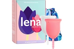 Lena Menstrual Cups, Reusable Period Cup, Tampons,Period Underwear and Menstrual Pads Alternative, Feminine Care, FSA Eligible, Silicone Menstrual Cup, Made in USA, Small & Large, Pink & Turquoise