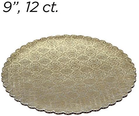 9" Gold Scalloped Edge Cake Boards, 12 ct