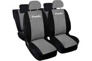Auto Accessori Lupex - Coprisedili Auto Compatibili per Panda Seconda 169 e Terza 319 serie, Grigio Chiaro Nero, Made In Italy, fodere protezione sedili anteriori e posteriori, 50 e 50, poliestere