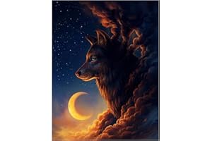 AIRDEA 5D Diamond Painting Kit Completo per Adulti,Fai da Te Pittura Diamante Kit wolf per Bambini,Kit per l'arte del Diamante Rotondo,Pittura Diamante Animale per Casa Decorazioni 11.8X15.7 inch