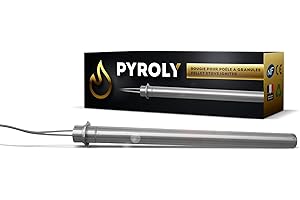 PYROLY Bougie d'allumage pour poêle à granulé compatible PALAZZETTI/MCZ/SUPRA/JOTUL (170/160mm - Ø12,5mm - 350 W - bride) Qualité supérieure avec connecteurs