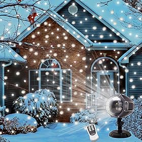 MINPE LED Chute de neige Lumière Projecteur Chute de Neige Led Lumières avec Télécommande Rotative Paysage Étanche Flocon De Neige Éclairage Décoratif pour Parti Weedding