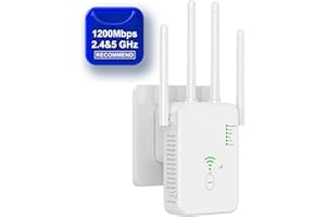 WiFi Extender Booster, Lychico 1200Mbps WiFi Extender Booster Dual Band 5GHz&2.4GHz Wireless Signal Booster with Ethernet/LAN Port, WiFi Repeater Support WPS Simple Setup, UK Plug