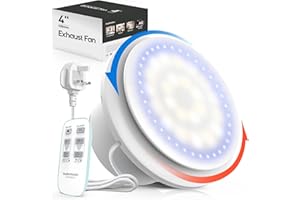 SBONNI Bathroom Extractor Fan with Remote Control, 11 Lighting Effects, 6 Speeds, 2-Way, Status Indicator, Smart Memory, Silent Powerful Ventilation Fan, Shower Attic Window Wall Ceiling 100mm 4 Inch