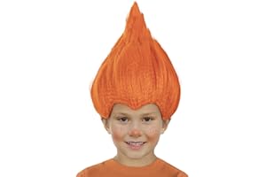 Funidelia | Peluca Naranja Trolls para niño y niña ▶ Dibujos Animados, Trolls - Accesorios para niños, Accesorio para Disfraz - Naranja