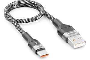 deleyCON 0,30m Kabel USB-C 3.1A - Krótki Kabel ładujący i Danych USB-A do USB-C do iPhone 17 16 15 Pro Max Air, Galaxy A16 A56 S25 S24 S23, Pixel, iPad Pro, Laptopa, AirPods, Tabletu, Switch, PS5