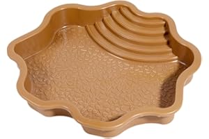 Colcolo Bassin d'eau pour Tortue, Baignoire pour Reptiles, Plat d'eau Tortue, Zone de Baignade pour Reptiles avec Rampe, Tortues Plat d'alimentation pour Reptiles, pour Tortue Lézard, Jaune Brunâtre