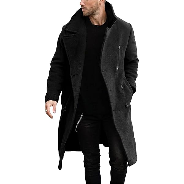 Woolen Coat Mens Long Business Coat Mens Trench Coat Men's Winter