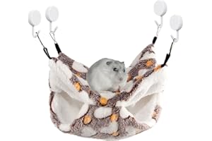 TIANNAIT Hamster Hammock with 4 Hooks - Double Layer Pet Cage Hammock Sleeping Bag for Squirrel Hamster
