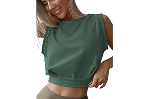 Tuopuda Canotta Donna Estive Magliette Sportivi Senza Maniche Tank Top Canottiera Cotone Camicia Girocollo Blusa Camicetta Elegante T-Shirt Crop Top Yoga Allenamento Palestra