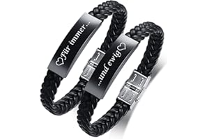 FLHEART Partner Armbänder Freundschaftsarmband Herren Damen - Verstellbare Leder Pärchen Armband für Männer Frauen Geschenk Für Geburtstag Valentinstag Personalisierte Armbänder für Paar und Bester Freund