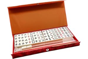 Hujinkan Mahjong Game Set, Traditional Mah Jong Games,Mini Chinese Majiang Set With 144 Cards, 2 Spare Cards, 2 Dice,Portable Classic Travel Mahjong Set For 4 Players,Funny Family Board Games
