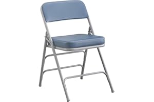 BOOSDEN Folding Chair, Foldable Chair, Faux Leather Fold Up Chairs for Home, Office, Dining, Portable and Compact Metal Frame Folding Seat, Thickened Padded Fold Out Chairs Indoor & Outdoor, Blue