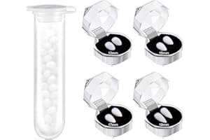 ZETIY 5 Pieces Vampire Teeth Fangs, 4 Pair Fake Dentures with 1 Tube Teeth Pellets Adhesive for Cosplay Props Halloween Costume Props Party Favors (13mm, 15 mm, 17 mm, 19 mm)