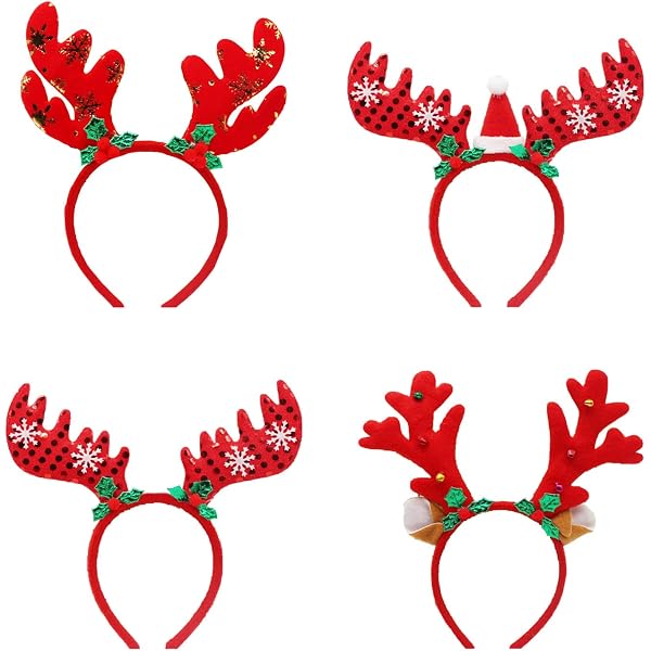 2 Bandeaux De Noël Pailletés En Forme De Bois De Renne Avec Oreilles - Serre-tête Brillant Pour Femmes, Filles Et Enfants - Accessoire De Fête Et Cadeau De Noël