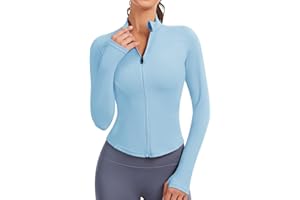 JoyGirl Damen Sportjacke Full Reißverschluss Laufjacke Langarm Shirt Gym Fitness Top Yoga Oberteil Trainingsjacke mit Daumenloch