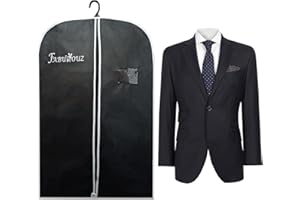 FABULOUZ 40" Black Non Woven Breathable Suit Carrier | Travel Garment Bags | Double Zipper Suit Covers For Men | Anti Moth Coat Covers | Winter Clothes Storage Bags