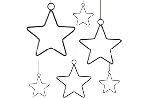 FORHOME 6 pcs Étoiles Noires en Métal pour Noël,DIY Fer Forgé Étoiles,4 Cadres dans Les Tailles 10 cm,20 cm,25 cm et 30 cm,Noir,pour Les travaux manuels,Les Attrape-rêves