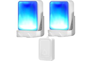 QEPI TIUO Timbre de puerta con flash fuerte con 7 colores de luz brillante y 4 volúmenes, timbre inalámbrico de 600 pies, en casa/oficina, adecuado para ancianos, personas con discapacidad auditiva, 1