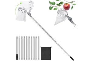 FACHMACH Apple Picker with Telescopic Handle, 4.2M Fruit Picker, Fruit Picker Tool with Lightweight Connecting Pole and Fabric Bag, Fruit Grabber Easy to Assemble (4.2M)