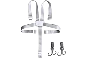 Scettar Harnais Chaise Haute Bebe,Harnais Chaise Haute 5 Points pour Poussette,Sangle Chaise Haute Bebe Longueur Réglable pour Chaises Hautes, Sièges et Transat Bebe