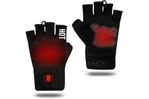 uncn Rechargeable Heated Fingerless Gloves for Women Man Work Touchscreen Gloves for Winter Cold Weather Thermal Fingerless Gloves Electric …