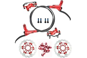 NYK Zoom Jeu de freins à disque hydrauliques à 4 pistons pour VTT avant et arrière avec rotor à disque flottant 160 mm et boulons colorés