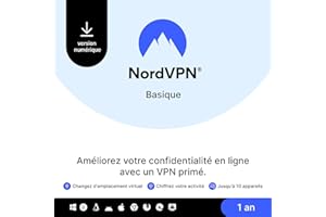 NordVPN Basique, 10 Appareils, 1 An, Logiciel VPN Premium, Code Numérique
