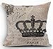 Produktbild xiangwangdeli Cotton Linen Square Decorative Throw Pillow Case Cushion Cover Retro Vintage French Royal Family 1885 Queen King Crown Pattern 18" X18
