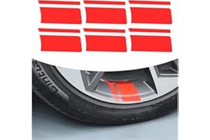 CGEAMDY 6 Pezzi Adesivi Riflettenti Strisce per Cerchioni Auto, Universali Decalcomanie per Pneumatici Mozzo Ruota, Cerchioni Ruote Decorazione Sicurezza Paraurti Accessori Parafanghi(Rosso)