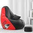 Biggie Bean Bag with Beans Filled 4XL Bean Bag with Free Cushion and Footrest - Official : PatternedNest Combo (Matching Color : Printed, Hate Morning People - Black Red)